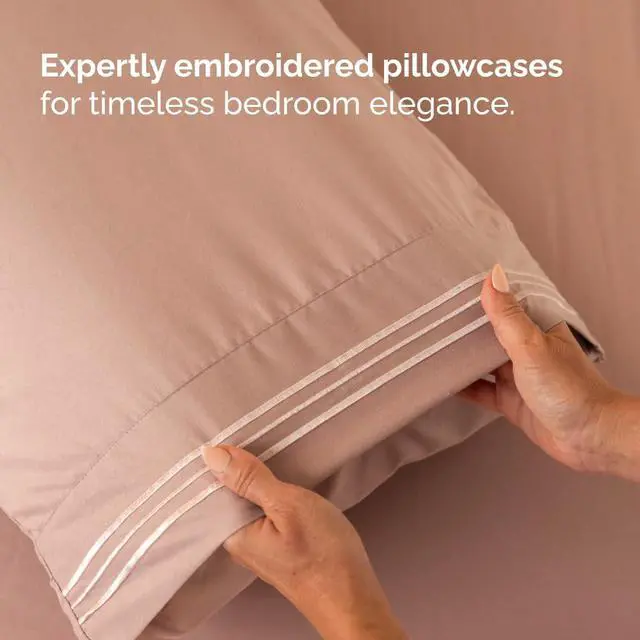 Alt view image 7 of 7 - Flex Top Split Head King 4 Piece Sheet Set - Ultra-Soft, Breathable & Cooling Bed Sheets Set - Hotel Luxury Bedding for Women & Men with Deep Pockets - Wrinkle Free & Fade Resistant - Oeko-Tex - Mauve
