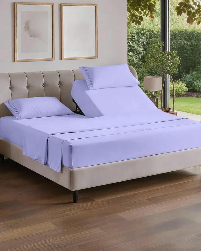 Main image of Flex Top Split Head King 4 Piece Sheet Set - Soft, Breathable & Cooling Bed Sheets Set - Hotel Luxury Bedding for Women & Men with Deep Pockets - Wrinkle Free & Fade Resistant - Oeko-Tex - Lavender