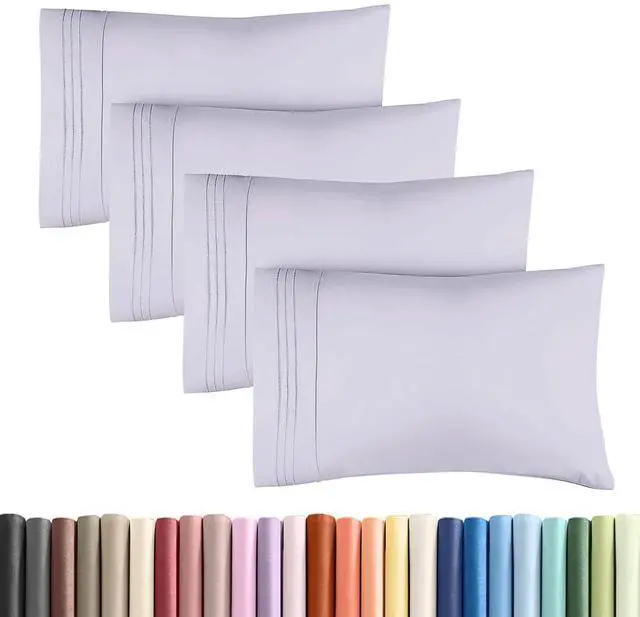 Main image of King Standard Pillow Cases Set of 4 - Soft Hotel Quality Pillowcase Covers - Comfy Bedding for Women, Men, Kids & Teens - Machine Washable Pillow Protectors - 4 Piece - King Standard Light Lavender
