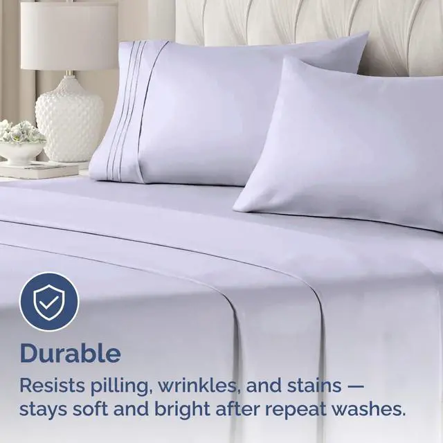 Alt view image 4 of 7 - King Standard Pillow Cases Set of 4 - Soft Hotel Quality Pillowcase Covers - Comfy Bedding for Women, Men, Kids & Teens - Machine Washable Pillow Protectors - 4 Piece - King Standard Light Lavender