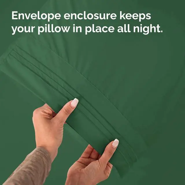 Alt view image 7 of 7 - Queen Pillow Cases Set of 8 - Ultra Soft Hotel Quality Pillowcase Covers - Comfy & Wrinkle Free - Shrink & Fade Resistant - Easy-Care, Machine Washable Pillow Protectors - 8 Piece Set - Emerald Green