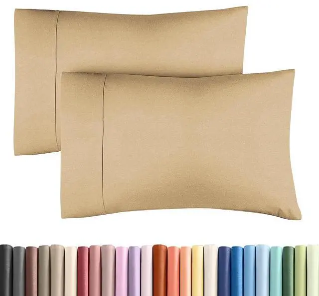 Main image of King Standard Pillow Cases Set of 2 - Ultra-Soft Hotel Quality Pillowcase Covers - Comfy, Cozy & Fade Free - Wrinkle Resistant - Machine Washable Pillow Protectors - 2 Piece Set - Heathered Tan