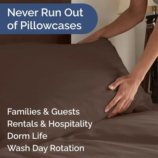 Alt view image 5 of 7 - Queen Pillow Cases Set of 8 - Ultra Soft Hotel Quality Pillowcase Covers - Comfy & Wrinkle Free - Shrink, Stain and Fade Resistant - Easy-Care, Machine Washable Pillow Protectors - 8 Pcs Set - Brown