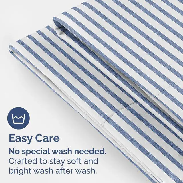 Alt view image 5 of 7 - King Pillow Cases Set of 2 - Ultra Soft Hotel Quality Pillowcase Covers - Comfy, Cozy & Wrinkle Free - Shrinkage and Fade Resistant - Machine Washable Pillow Protectors - 2 Piece Set - Blue Stripes 2