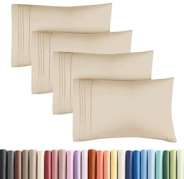 Main image of King Standard Pillow Cases Set of 4 - Soft Hotel Quality Pillowcase Covers - Comfy Bedding for Women, Men, Kids & Teens - Machine Washable Pillow Protectors - 4 Piece Set - King Standard Size Wheat