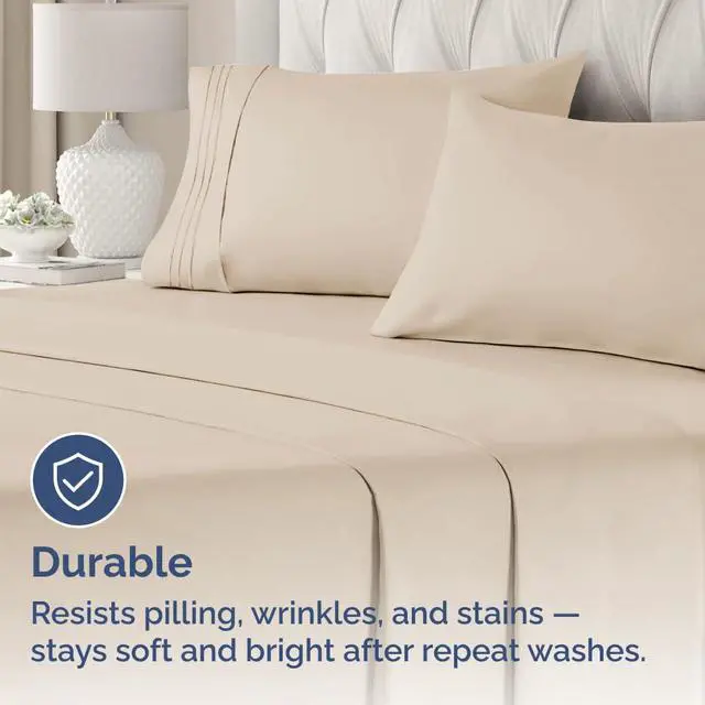 Alt view image 4 of 7 - King Standard Pillow Cases Set of 4 - Soft Hotel Quality Pillowcase Covers - Comfy Bedding for Women, Men, Kids & Teens - Machine Washable Pillow Protectors - 4 Piece Set - King Standard Size Wheat
