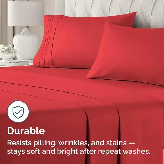 Alt view image 4 of 7 - Standard Pillow Cases Set of 4 - Ultra Soft Hotel Quality Pillowcase Covers - Comfy Cozy Bedding for Women, Men, Kids & Teens - Machine Washable Pillow Protectors - 4 Piece Set - Standard Size Red