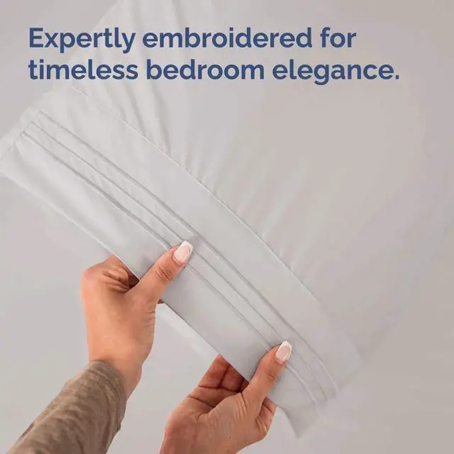 Alt view image 6 of 7 - Standard Pillow Cases Set of 2 - Soft Hotel Quality Pillowcase Covers - Comfy & Wrinkle Free - Stain and Fade Resistant - Machine Washable Pillow Protectors - 2 Piece Set - Standard Size Light Grey