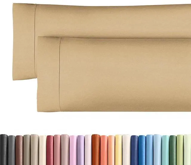 Main image of Body Pillowcases Set of 2-20x54 Long Body Pillow Case - Soft Body Pillow Cover for Sleeping & Side Sleepers - Comfy, Wrinkle & Fade Free - Machine Washable w/Envelope Enclosure Heathered Tan