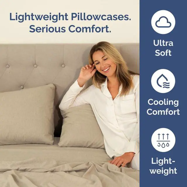 Alt view image 3 of 7 - Body Pillowcases Set of 4-20x54 Long Body Pillow Case - Soft Body Pillow Cover for Sleeping & Side Sleepers - Breathable & Fade Free - Machine Washable with Envelope Enclosure - (Heathered Beige)