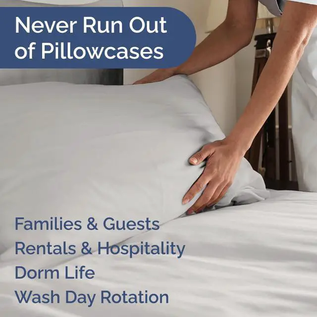 Alt view image 5 of 7 - King Pillow Cases Set of 10 - Ultra Soft Hotel Quality Pillowcase Covers - Comfy, Cozy & Wrinkle Free - Shrink, Stain and Fade Resistant - Machine Washable Pillow Protectors - 10 Pcs Set - French Grey