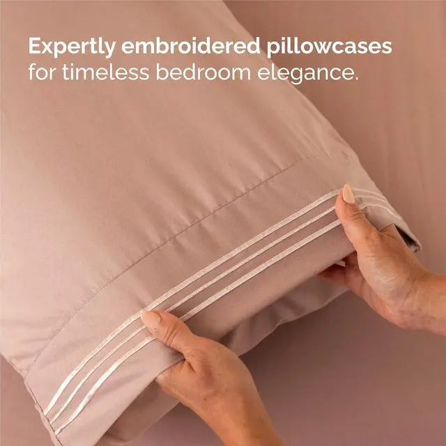 Alt view image 6 of 7 - King Size 4 Piece Sheet Set - Comfy Breathable & Cooling Sheets - Hotel Luxury Bed Sheets for Women & Men - Deep Pockets, Easy-Fit, Extra Soft and Wrinkle Free Sheets - Mauve Oeko-Tex Bed Sheet Set