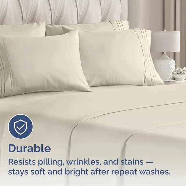 Alt view image 4 of 7 - King Pillow Cases Set of 10 - Ultra Soft Hotel Quality Pillowcase Covers - Comfy & Wrinkle Free - Shrink, Stain and Fade Resistant - Easy-Care, Machine Washable Pillow Protectors - 10 Pcs Set - Wheat