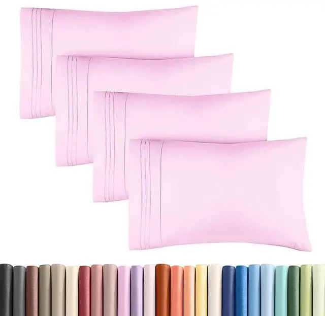 Main image of King Standard Pillow Cases Set of 4 - Soft Hotel Quality Pillowcase Covers - Comfy Bedding for Women, Men, Kids & Teens - Machine Washable Pillow Protectors - 4 Piece Set - King Standard Light Pink