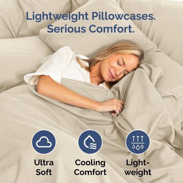 Alt view image 3 of 7 - King Pillow Cases Set of 10 - Ultra Soft Hotel Quality Pillowcase Covers - Comfy & Wrinkle Free - Shrink, Stain and Fade Resistant - Easy-Care, Machine Washable Pillow Protectors - 10 Pcs Set - Wheat
