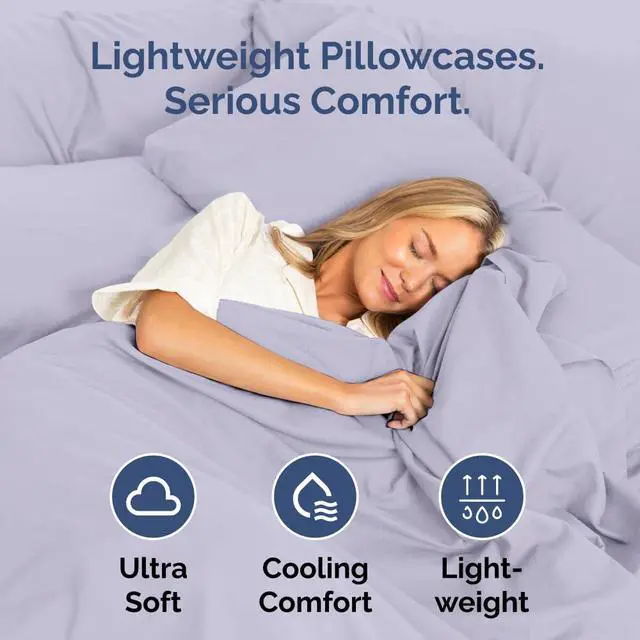 Alt view image 3 of 7 - Body Pillowcases Set of 2-20x54 Long Body Pillow Case - Soft Body Pillow Cover for Sleeping & Side Sleepers - Comfy, Wrinkle & Fade Free - Machine Washable w/Envelope Enclosure Light Lavender