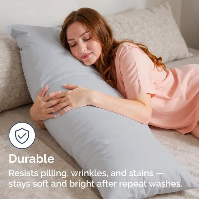 Alt view image 4 of 7 - Body Pillowcases Set of 2-20x54 Long Body Pillow Case - Soft Body Pillow Cover for Sleeping & Side Sleepers - Comfy, Breathable & Wrinkle Free - Machine Washable w/Envelope Enclosure (Steel Blue)