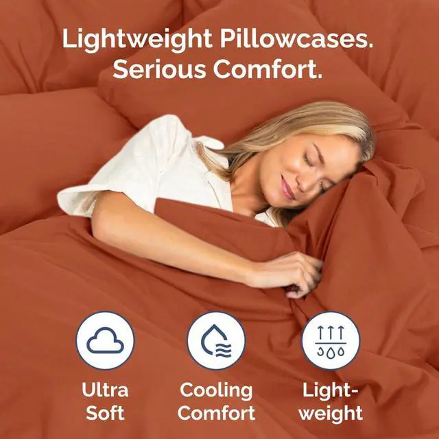 Alt view image 3 of 7 - King Standard Pillow Cases Set of 2 - Soft Hotel Quality Pillowcase Covers - Comfy, Cozy & Fade Free - Wrinkle Resistant - Machine Washable Pillow Protectors - 2 Piece Set - King Standard Terracotta