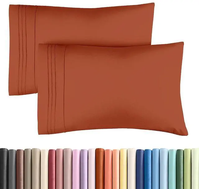 Main image of King Standard Pillow Cases Set of 2 - Soft Hotel Quality Pillowcase Covers - Comfy, Cozy & Fade Free - Wrinkle Resistant - Machine Washable Pillow Protectors - 2 Piece Set - King Standard Terracotta
