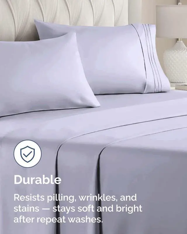 Alt view image 4 of 7 - King Pillow Cases Set of 10 - Ultra Soft Hotel Quality Pillowcase Covers - Comfy & Wrinkle Free - Shrink, Stain and Fade Resistant - Machine Washable Pillow Protectors - 10 Piece Set - Light Lavender