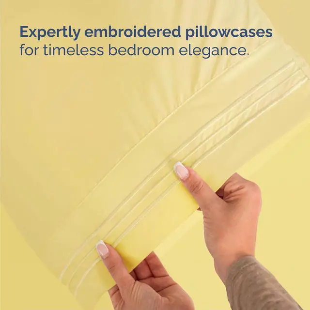 Alt view image 6 of 7 - Cal King Size 4 Piece Sheet Set - Comfy Breathable & Cooling Sheets - Hotel Luxury Bed Sheets for Women and Men - Deep Pockets, Easy-Fit, Soft and Wrinkle Free Sheets - Yellow Oeko-Tex Bed Sheet Set