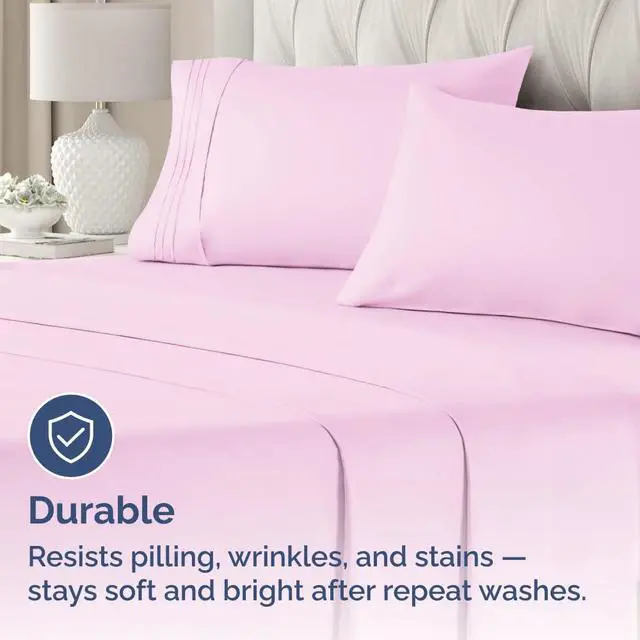Alt view image 4 of 7 - King Standard Pillow Cases Set of 4 - Soft Hotel Quality Pillowcase Covers - Comfy Bedding for Women, Men, Kids & Teens - Machine Washable Pillow Protectors - 4 Piece Set - King Standard Light Pink