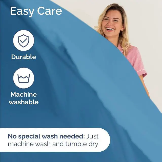 Alt view image 7 of 7 - King Size 4 Piece Sheet Set - Comfy Breathable & Cooling Sheets - Hotel Luxury Bed Sheets for Women and Men - Deep Pockets, Easy-Fit, Soft and Wrinkle Free Sheets - Denim Blue Oeko-Tex Bed Sheet Set
