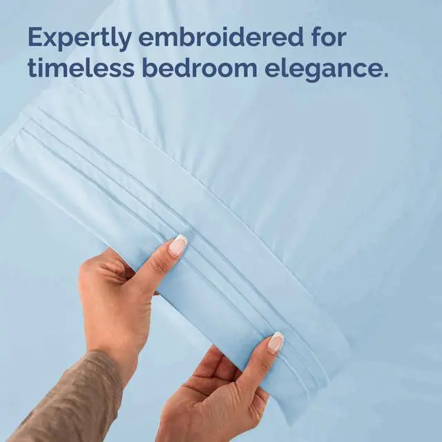 Alt view image 6 of 7 - Queen Pillow Cases Set of 2 - Ultra Soft Hotel Quality Pillowcase Covers - Comfy, Cozy & Wrinkle Free - Shrinkage, Stain & Fade Resistant - Machine Washable Pillow Protectors - 2 Piece Set - Sky Blue