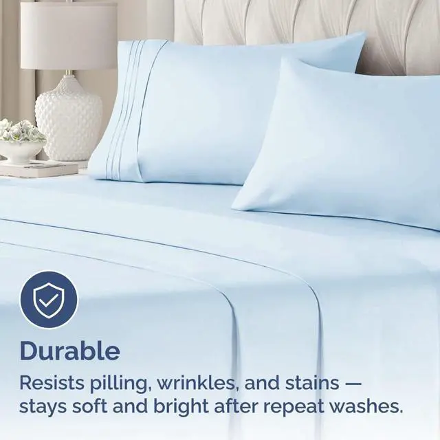 Alt view image 4 of 7 - Queen Pillow Cases Set of 2 - Ultra Soft Hotel Quality Pillowcase Covers - Comfy, Cozy & Wrinkle Free - Shrinkage, Stain & Fade Resistant - Machine Washable Pillow Protectors - 2 Piece Set - Sky Blue