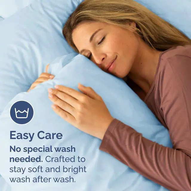 Alt view image 5 of 7 - Queen Pillow Cases Set of 2 - Ultra Soft Hotel Quality Pillowcase Covers - Comfy, Cozy & Wrinkle Free - Shrinkage, Stain & Fade Resistant - Machine Washable Pillow Protectors - 2 Piece Set - Sky Blue