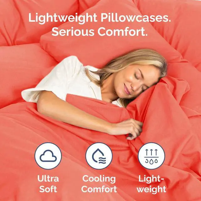 Alt view image 3 of 7 - Queen Pillow Cases Set of 4 - Ultra Soft Hotel Quality Pillowcase Covers - Comfy, Cozy & Wrinkle Free - Shrinkage, Stain and Fade Resistant - Machine Washable Pillow Protectors - 4 Piece Set - Coral