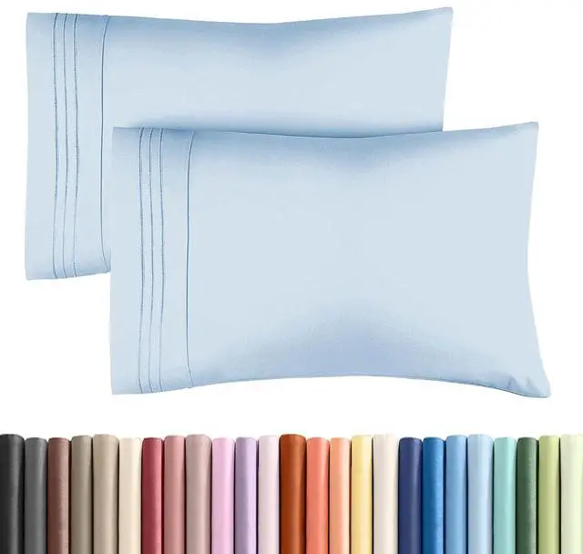 Main image of Queen Pillow Cases Set of 2 - Ultra Soft Hotel Quality Pillowcase Covers - Comfy, Cozy & Wrinkle Free - Shrinkage, Stain & Fade Resistant - Machine Washable Pillow Protectors - 2 Piece Set - Sky Blue