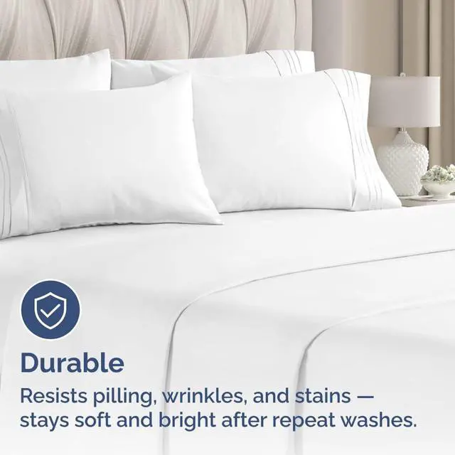 Alt view image 4 of 7 - King Pillow Cases Set of 6 - Ultra Soft Hotel Quality Pillowcase Covers - Comfy & Wrinkle Free - Shrink, Stain and Fade Resistant - Easy-Care, Machine Washable Pillow Protectors - 6 Piece Set - White