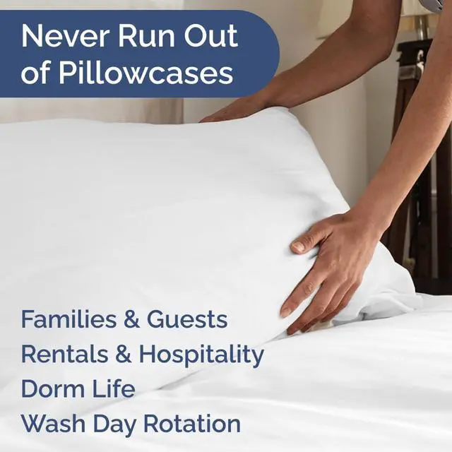 Alt view image 5 of 7 - King Pillow Cases Set of 6 - Ultra Soft Hotel Quality Pillowcase Covers - Comfy & Wrinkle Free - Shrink, Stain and Fade Resistant - Easy-Care, Machine Washable Pillow Protectors - 6 Piece Set - White