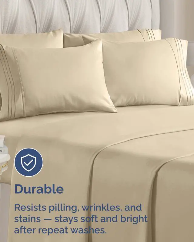Alt view image 4 of 7 - King Standard Pillow Cases Set of 10 - Ultra Soft Hotel Quality Pillowcase Covers - Comfy & Wrinkle Free - Shrink, Stain and Fade Resistant - Machine Washable Pillow Protectors - 10 Piece Set - Cream
