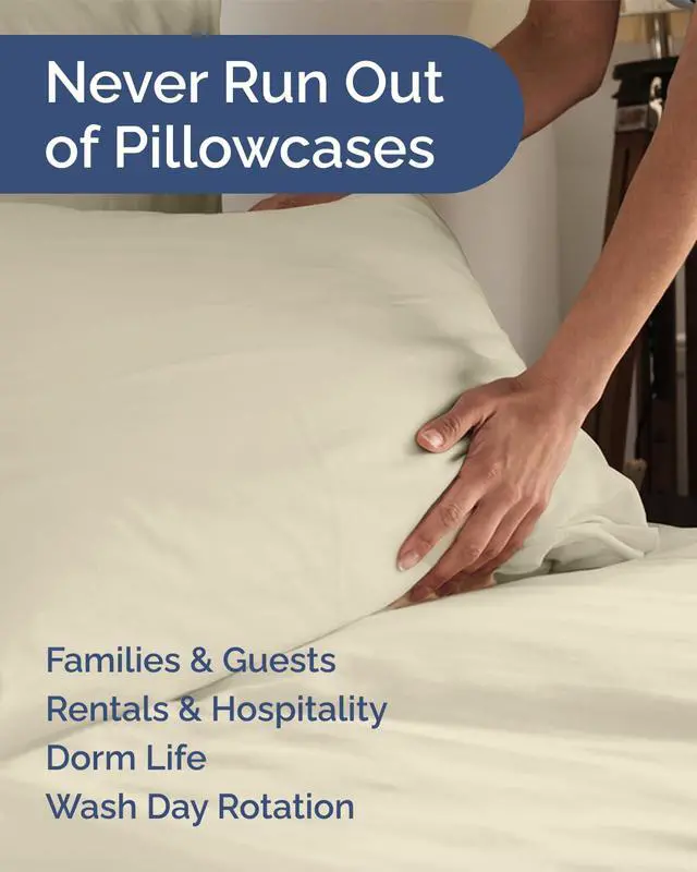 Alt view image 5 of 7 - King Standard Pillow Cases Set of 10 - Ultra Soft Hotel Quality Pillowcase Covers - Comfy & Wrinkle Free - Shrink, Stain and Fade Resistant - Machine Washable Pillow Protectors - 10 Piece Set - Cream