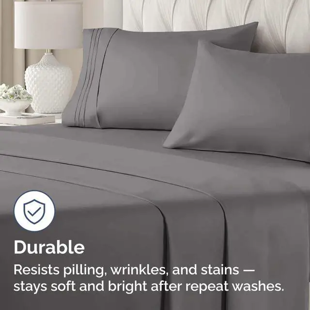 Alt view image 4 of 7 - King Standard Pillow Cases Set of 4 - Soft Hotel Quality Pillowcase Covers - Comfy Bedding for Women, Men, Kids & Teens - Machine Washable Pillow Protectors - 4 Piece - King Standard Size Dark Grey