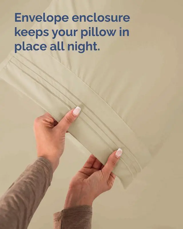 Alt view image 7 of 7 - King Standard Pillow Cases Set of 10 - Ultra Soft Hotel Quality Pillowcase Covers - Comfy & Wrinkle Free - Shrink, Stain and Fade Resistant - Machine Washable Pillow Protectors - 10 Piece Set - Cream