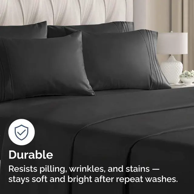 Alt view image 4 of 7 - King Pillow Cases Set of 10 - Ultra Soft Hotel Quality Pillowcase Covers - Comfy & Wrinkle Free - Shrink, Stain and Fade Resistant - Easy-Care, Machine Washable Pillow Protectors - 10 Pcs Set - Black