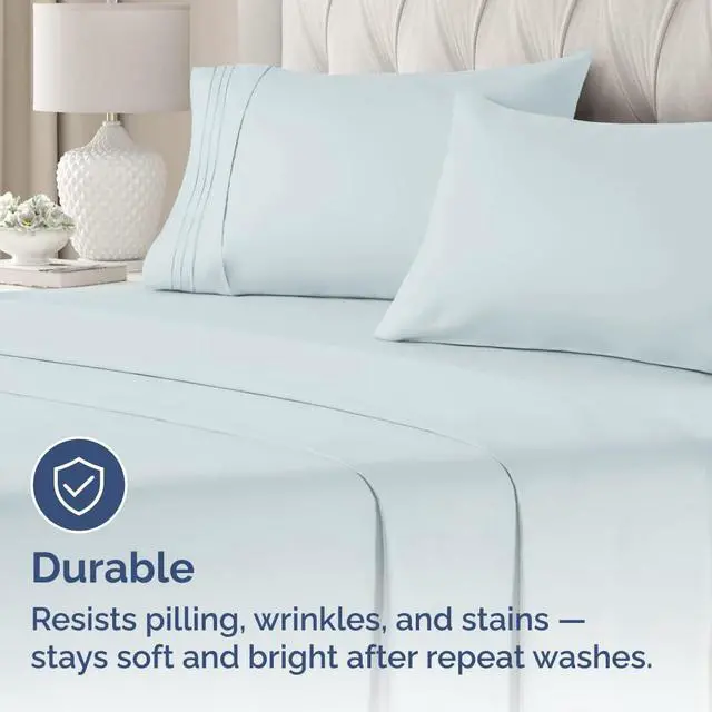 Alt view image 4 of 7 - King Standard Pillow Cases Set of 4 - Soft Hotel Quality Pillowcase Covers - Comfy Bedding for Women, Men, Kids & Teens - Machine Washable Pillow Protectors - 4 Piece Set - King Standard Size Sky Blue