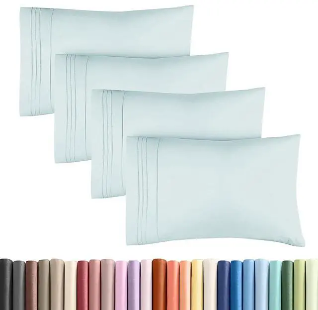 Main image of King Standard Pillow Cases Set of 4 - Soft Hotel Quality Pillowcase Covers - Comfy Bedding for Women, Men, Kids & Teens - Machine Washable Pillow Protectors - 4 Piece Set - King Standard Size Sky Blue