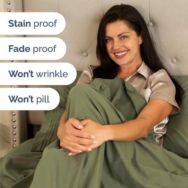 Alt view image 5 of 7 - Queen Size 4 Piece Sheet Set - Comfy Breathable & Cooling Sheets - Hotel Luxury Bed Sheets for Women & Men - Deep Pockets, Easy-Fit, Soft and Wrinkle Free Sheets - Sage Green Oeko-Tex Bed Sheet Set