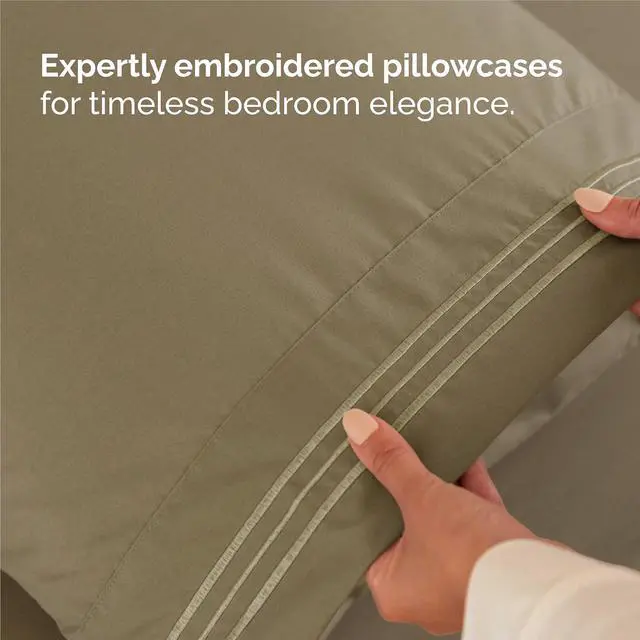 Alt view image 6 of 7 - King Size 4 Piece Sheet Set - Comfy Breathable & Cooling Sheets - Hotel Luxury Bed Sheets for Women & Men - Deep Pockets, Easy-Fit, Extra Soft and Wrinkle Free Sheets - Khaki Oeko-Tex Bed Sheet Set