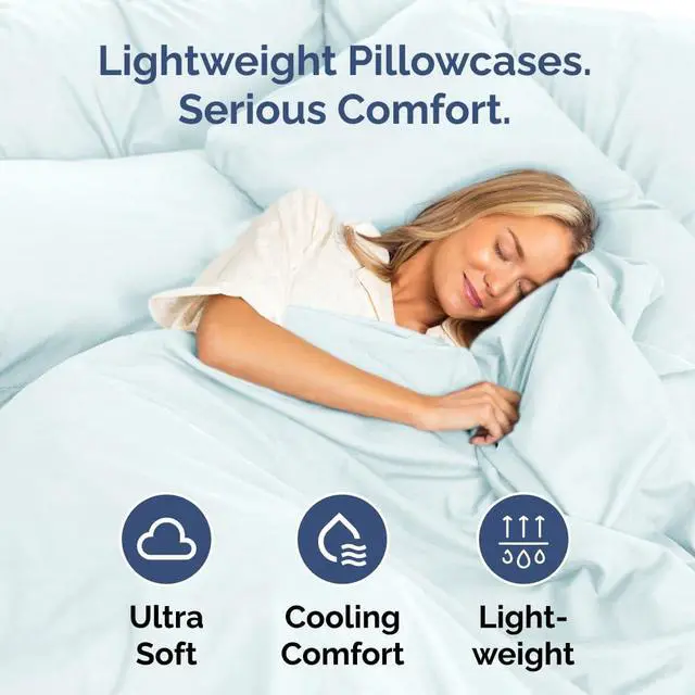 Alt view image 3 of 7 - King Pillow Cases Set of 10 - Ultra Soft Hotel Quality Pillowcase Covers - Comfy & Wrinkle Free - Shrink, Stain & Fade Resistant - Easy-Care, Machine Washable Pillow Protectors - 10 Pcs Set - Ice Blue