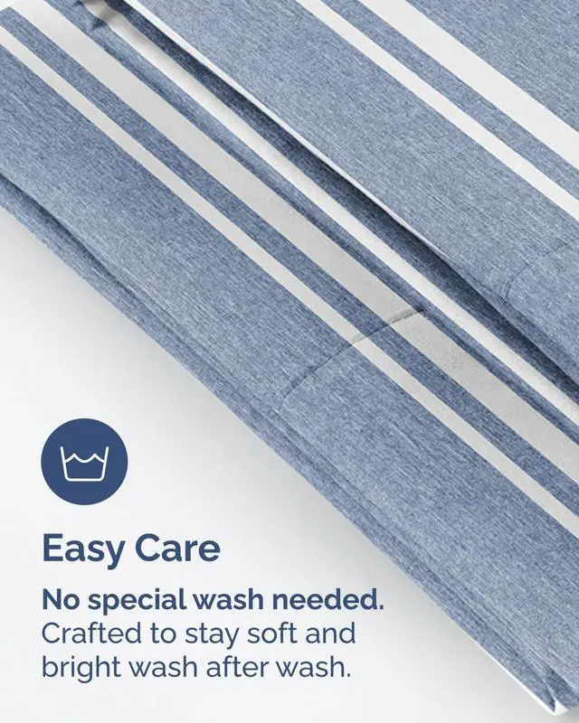 Alt view image 6 of 7 - King Pillow Cases Set of 10 - Ultra Soft Hotel Quality Pillowcase Covers - Comfy & Wrinkle Free - Shrink & Fade Resistant - Easy-Care, Machine Washable Pillow Protectors - 10 Piece Set - Blue Stripes