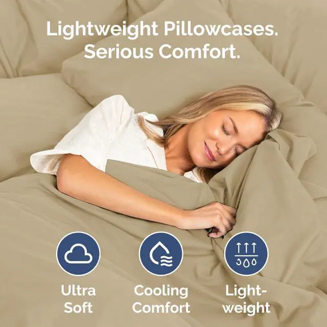 Alt view image 3 of 7 - King Standard Pillow Cases Set of 4 - Soft Hotel Quality Pillowcase Covers - Comfy Bedding for Women, Men, Kids & Teens - Machine Washable Pillow Protectors - 4 Piece Set - King Standard Size Beige