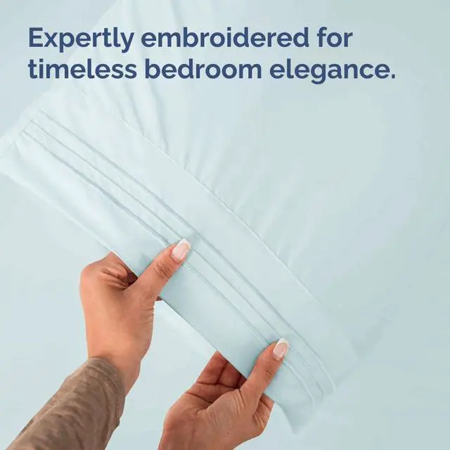 Alt view image 7 of 7 - King Pillow Cases Set of 10 - Ultra Soft Hotel Quality Pillowcase Covers - Comfy & Wrinkle Free - Shrink, Stain & Fade Resistant - Easy-Care, Machine Washable Pillow Protectors - 10 Pcs Set - Ice Blue