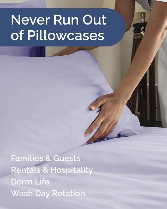 Alt view image 5 of 7 - King Pillow Cases Set of 8 - Ultra Soft Hotel Quality Pillowcase Covers - Comfy & Wrinkle Free - Shrink & Fade Resistant - Easy-Care, Machine Washable Pillow Protectors - 8 Piece Set - Light Lavender