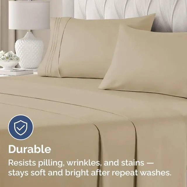 Alt view image 4 of 7 - King Standard Pillow Cases Set of 4 - Soft Hotel Quality Pillowcase Covers - Comfy Bedding for Women, Men, Kids & Teens - Machine Washable Pillow Protectors - 4 Piece Set - King Standard Size Beige