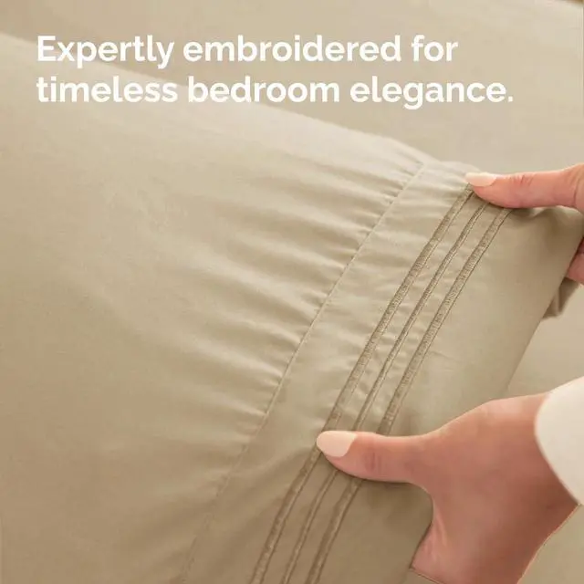 Alt view image 6 of 7 - King Standard Pillow Cases Set of 4 - Soft Hotel Quality Pillowcase Covers - Comfy Bedding for Women, Men, Kids & Teens - Machine Washable Pillow Protectors - 4 Piece Set - King Standard Size Beige